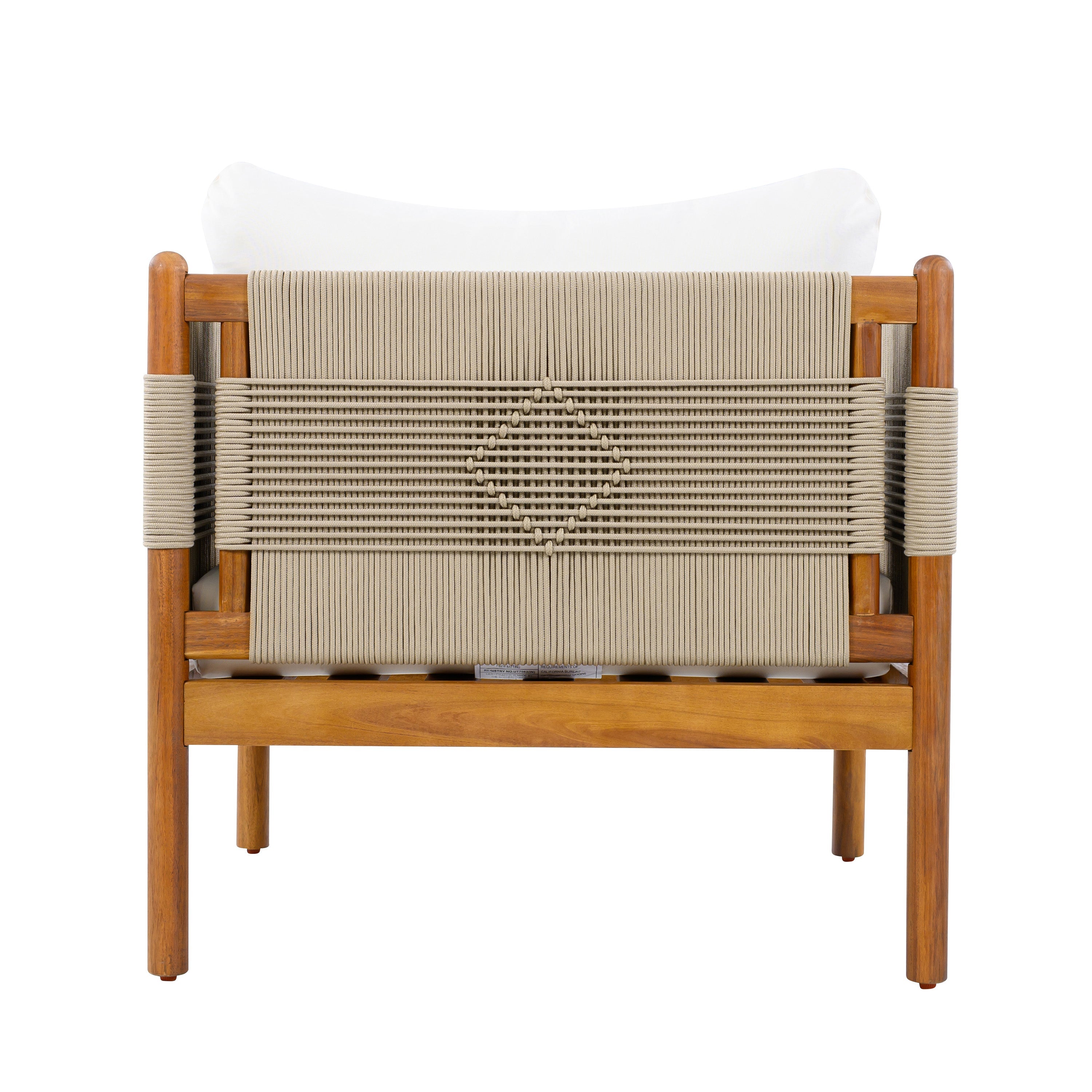 Seabrook Acacia Wood Outdoor Club Chair with Diamond Rope Weave & Cushions