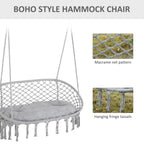 Visioned Outdoor Hanging Hammock Swing Chair with Macrame Design and Soft Cushion