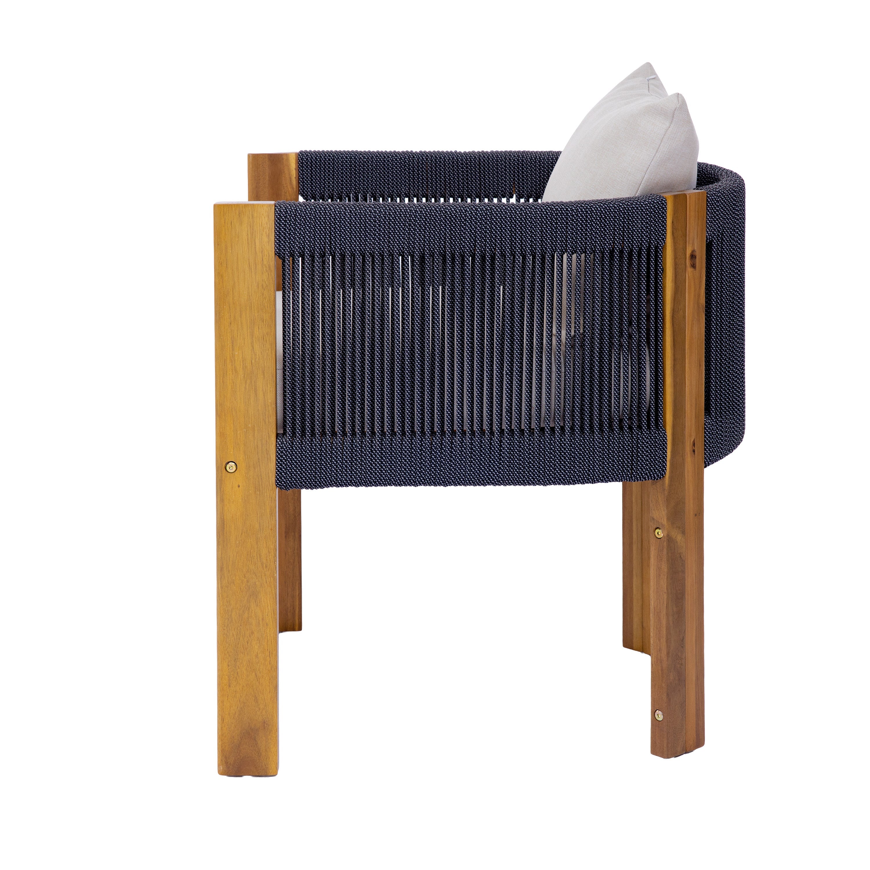 Matera Outdoor Wood & Rope Dining Chairs, Set of 2