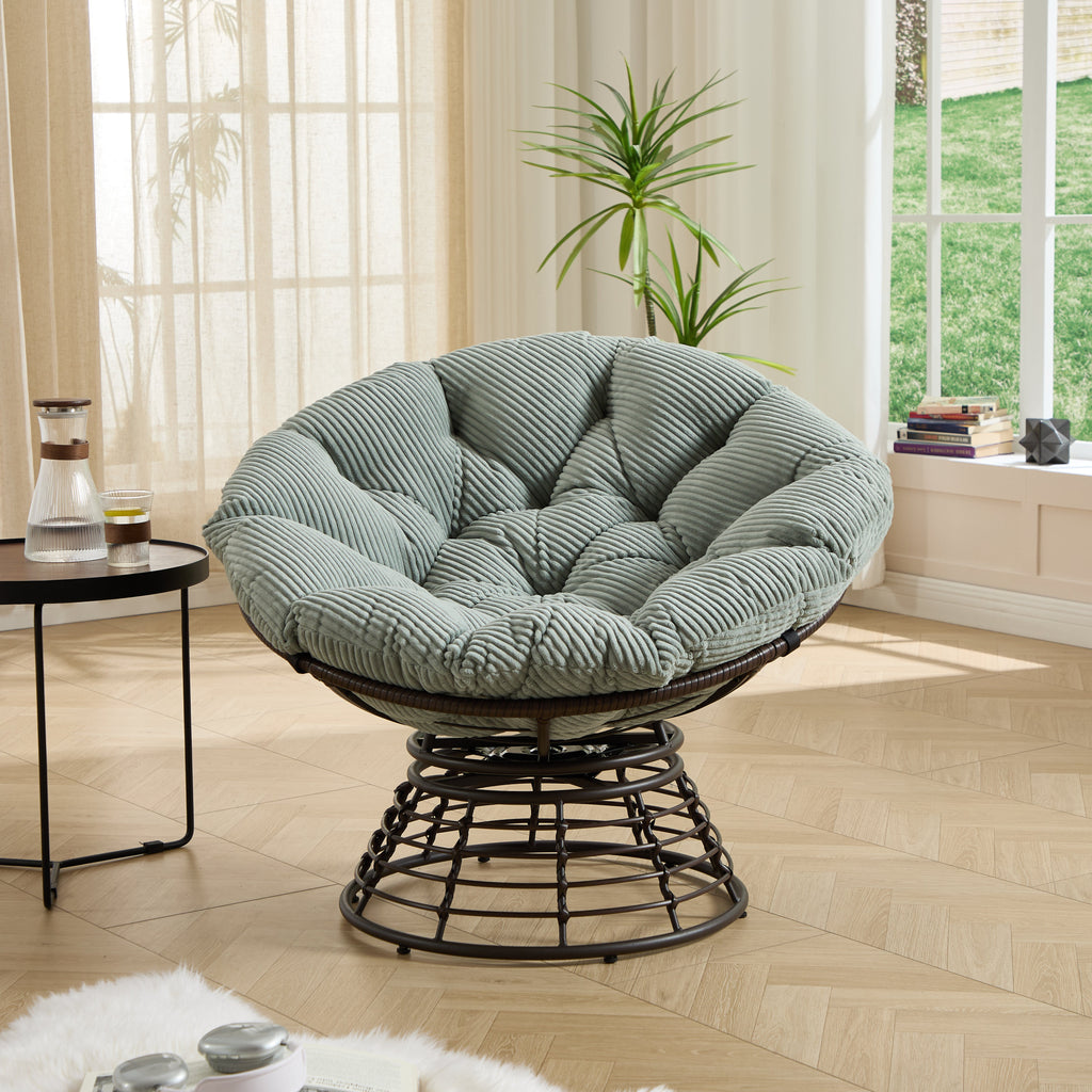 360° Swivel Indoor Outdoor Wicker Papasan Chair with Soft Thick Cushion