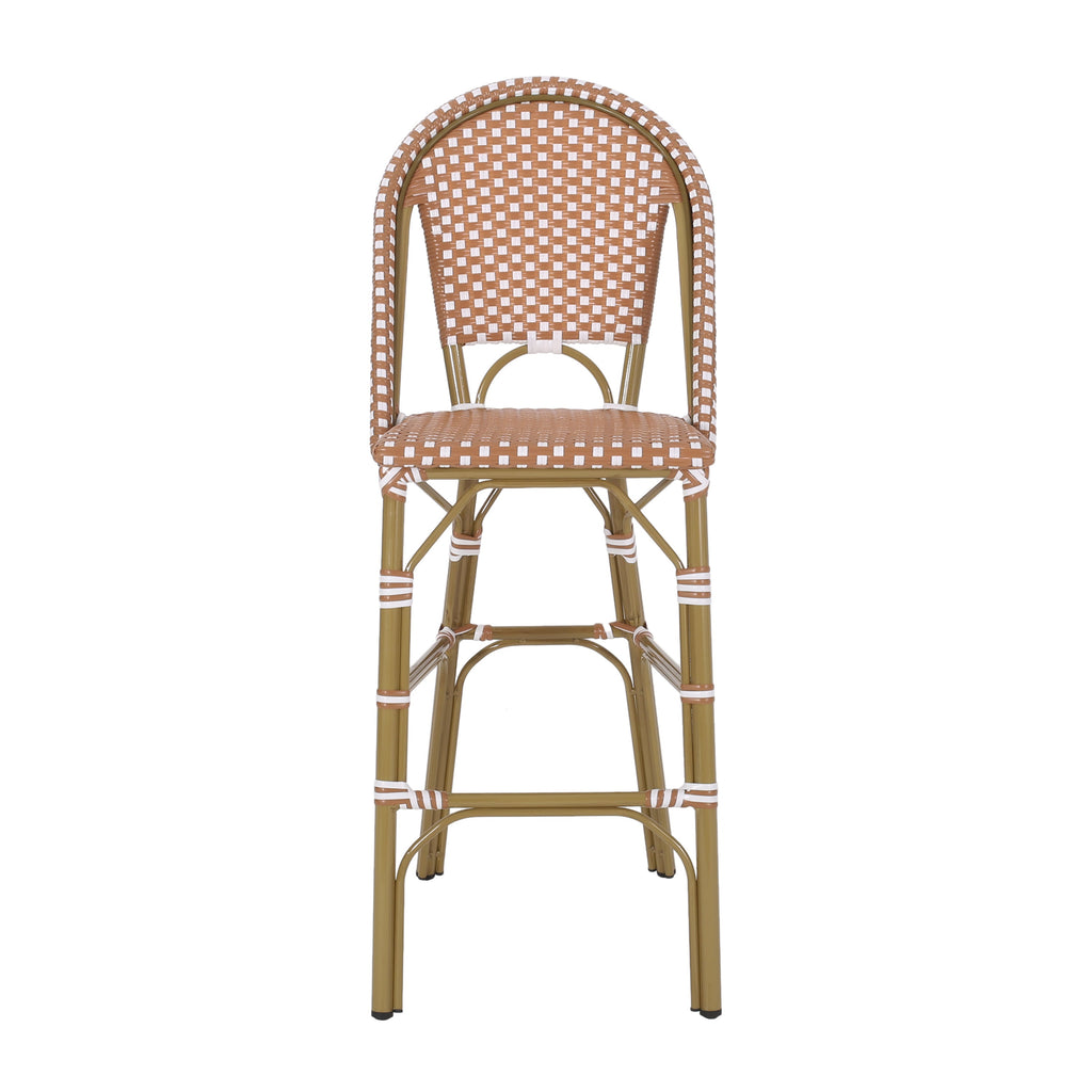 Clifftop 29.5" Outdoor Rattan Bar Stool with Aluminum Frame and Footrest, Set of 2