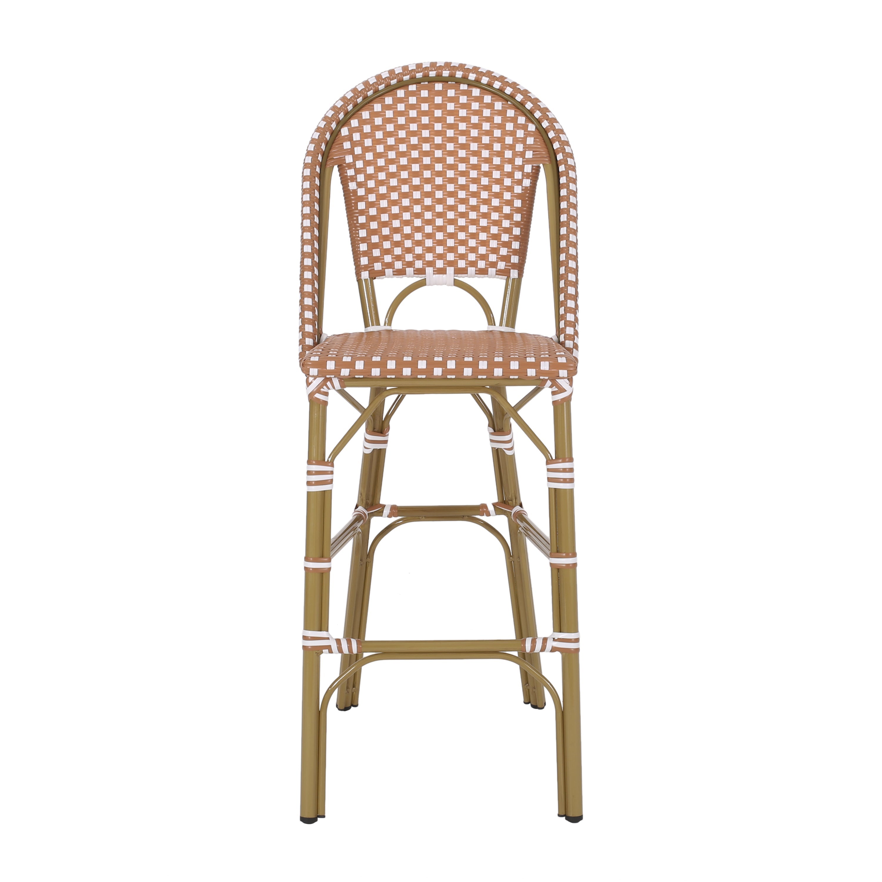 Clifftop 29.5" Outdoor Rattan Bar Stool with Aluminum Frame and Footrest, Set of 2