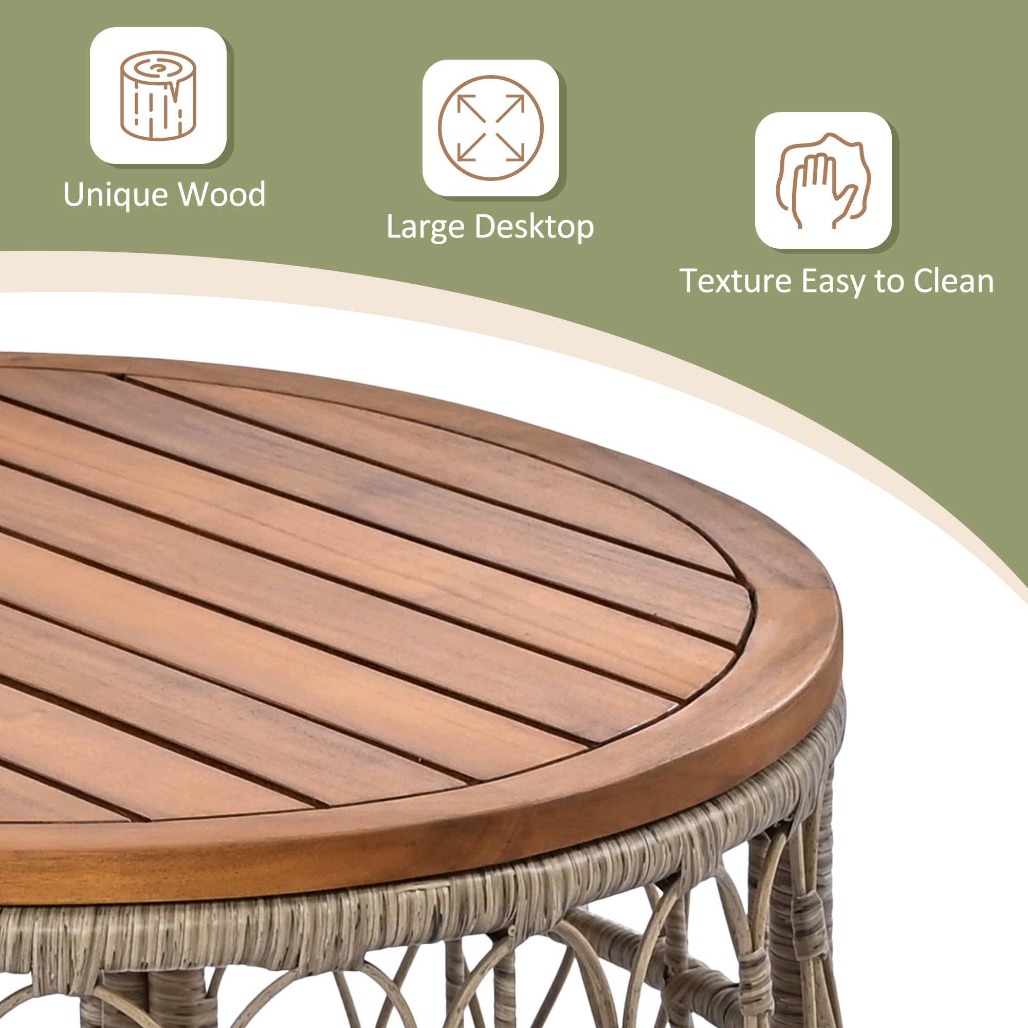 4-Piece Outdoor Sofa Set with Woven Wicker Design and Wood Table Top