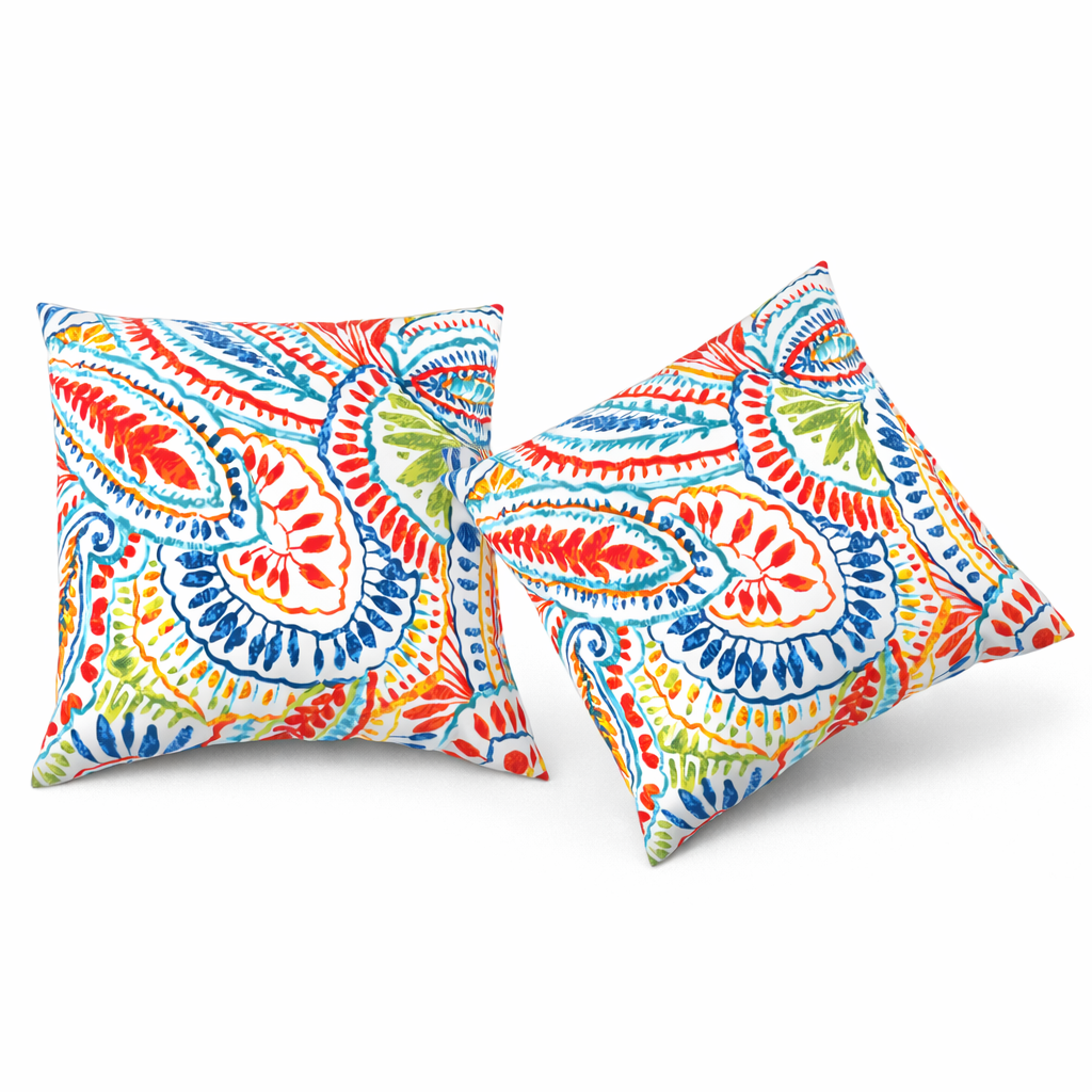 Paisley 18x18 Waterproof & Fade-Resistant Outdoor Throw Pillows, Set of 2
