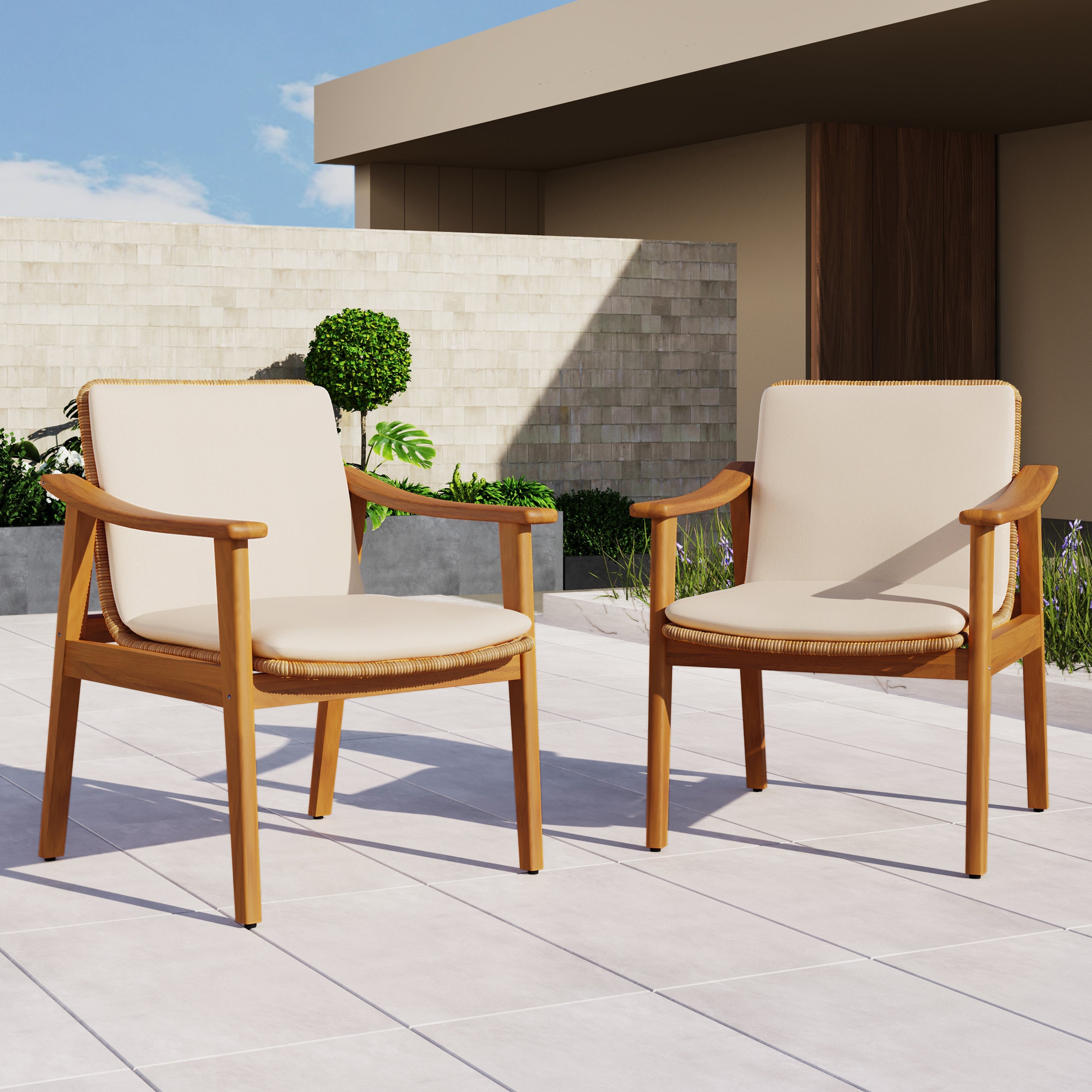 Avenue Acacia Wood Outdoor Dining Chairs, Set of 2