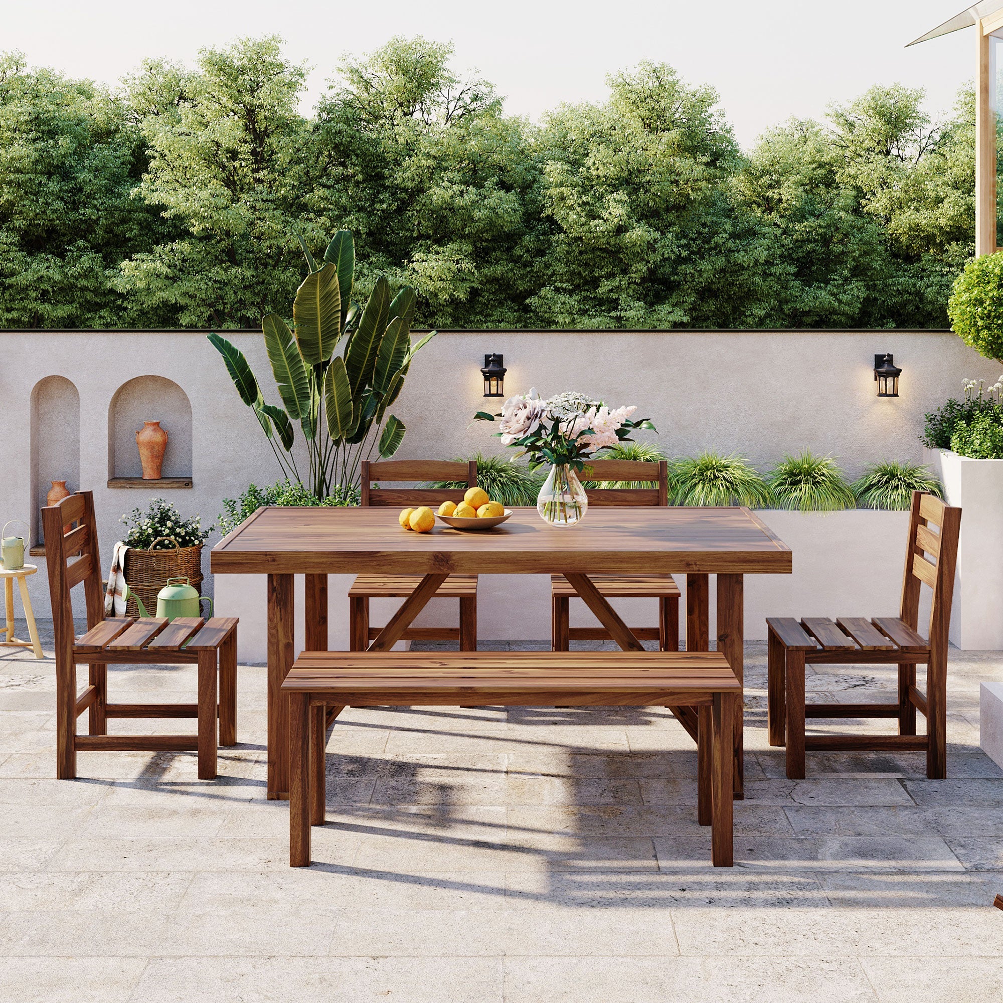 Acacia Wood Outdoor Dining Set