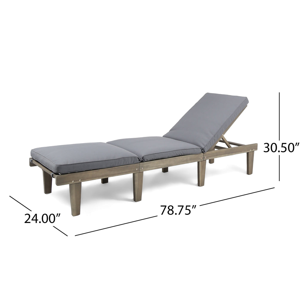 Ariana Acacia Wood Chaise Lounge with Cushion