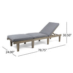 Ariana Acacia Wood Chaise Lounge with Cushion