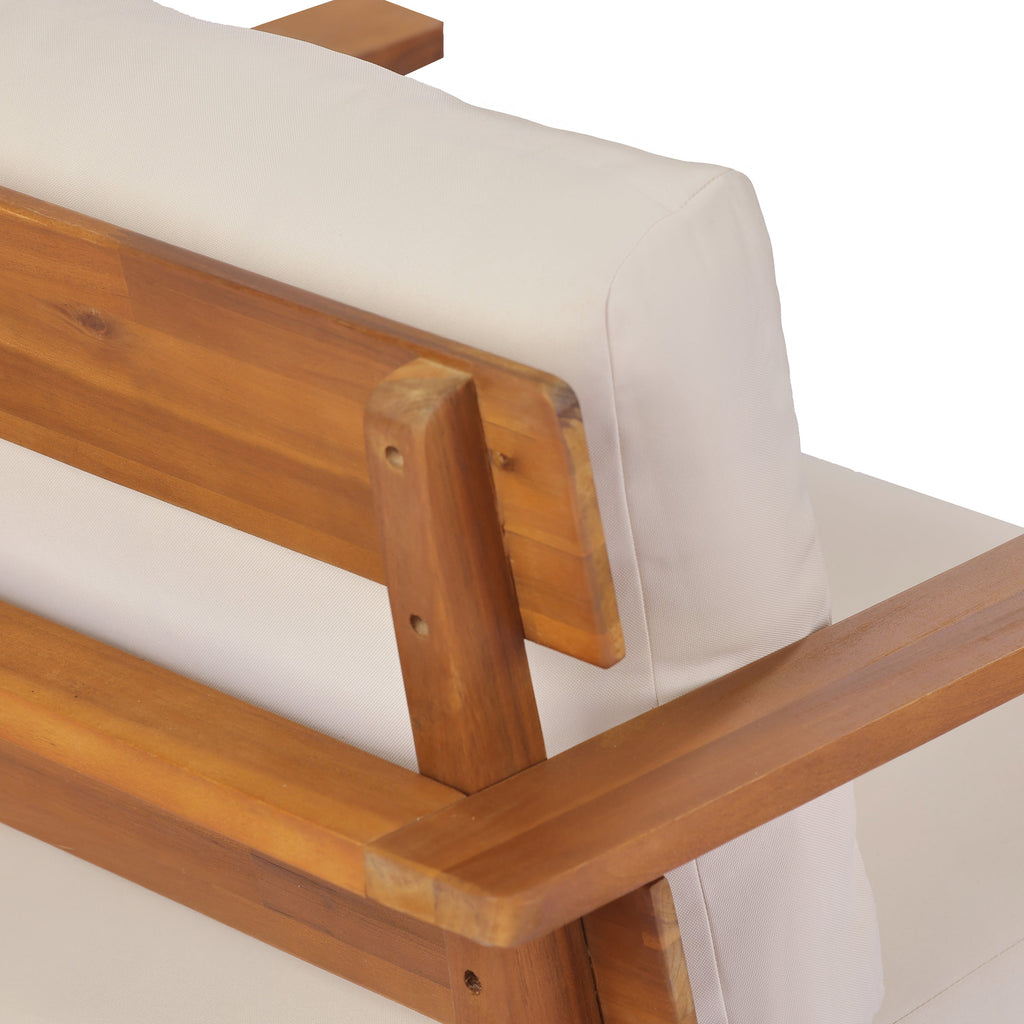 Mid-Century Modern 4-Piece Acacia Wood Outdoor Patio Set