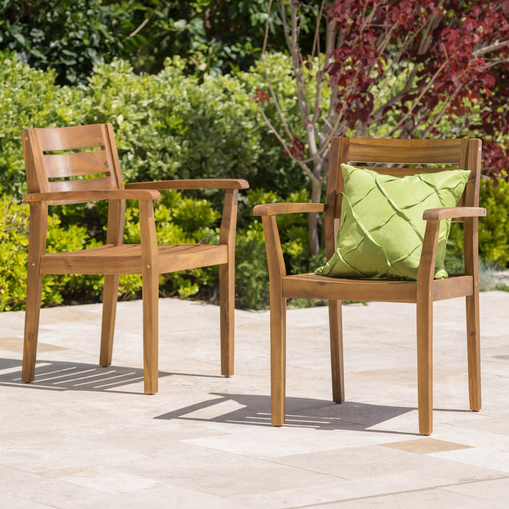 Stamford Outdoor Acacia Wood Dining Chairs, Set of 2