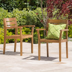 Stamford Outdoor Acacia Wood Dining Chairs, Set of 2