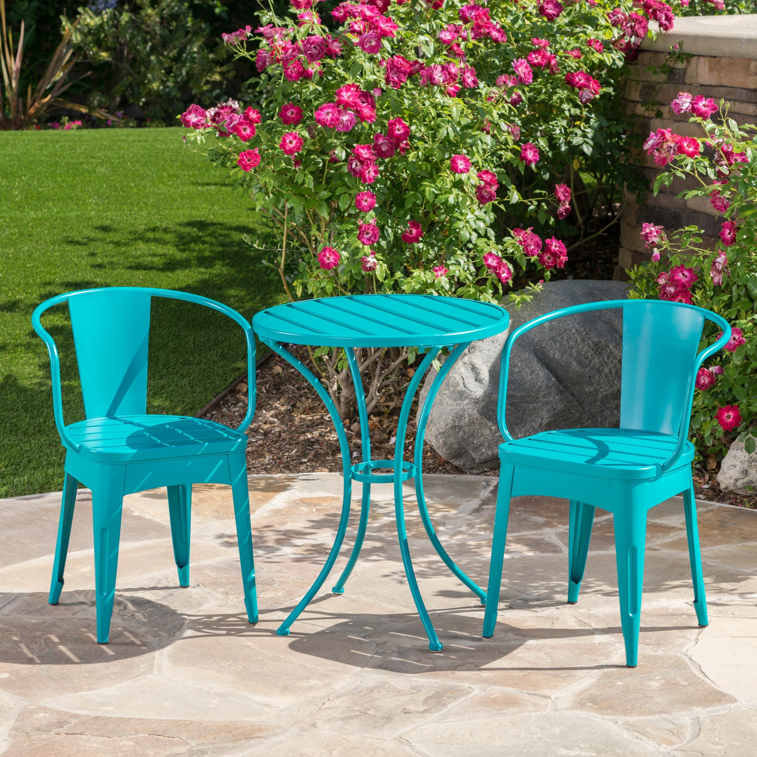 Colman 3-Piece Iron Bistro Set with Table and 2 Chairs