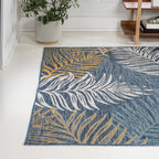 Calypso Coastal Casual Palm Frond Reversible Machine-Washable Indoor/Outdoor Runner Rug