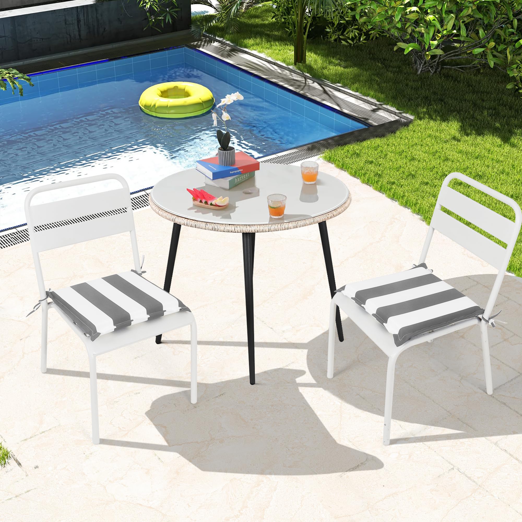 Conjure 4-Piece 15x15" Outdoor Fabric Seat Cushion with Ties