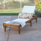 Outdoor Chaise Lounge with Acacia Wood Frame