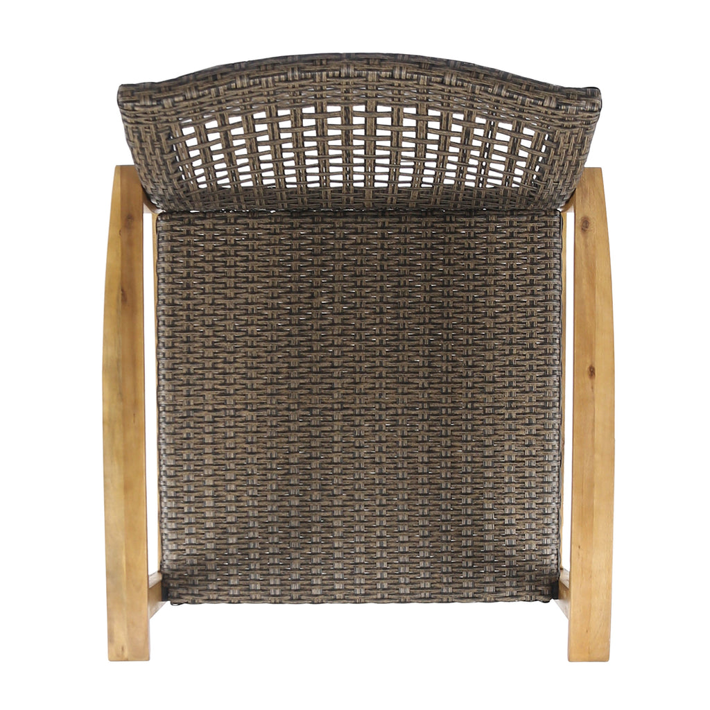 Hampton Outdoor Rattan & Acacia Wood Wicker Club Chairs, Set of 2