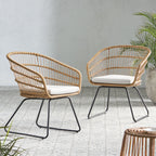 Outdoor Chair with Sled Legs and Curved Frame, Set of 2