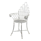 Distressed Silver Finish Iron French Country Garden Chair