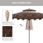 9' Double Top Ruffled Patio Umbrella with Push Button Tilt and Crank