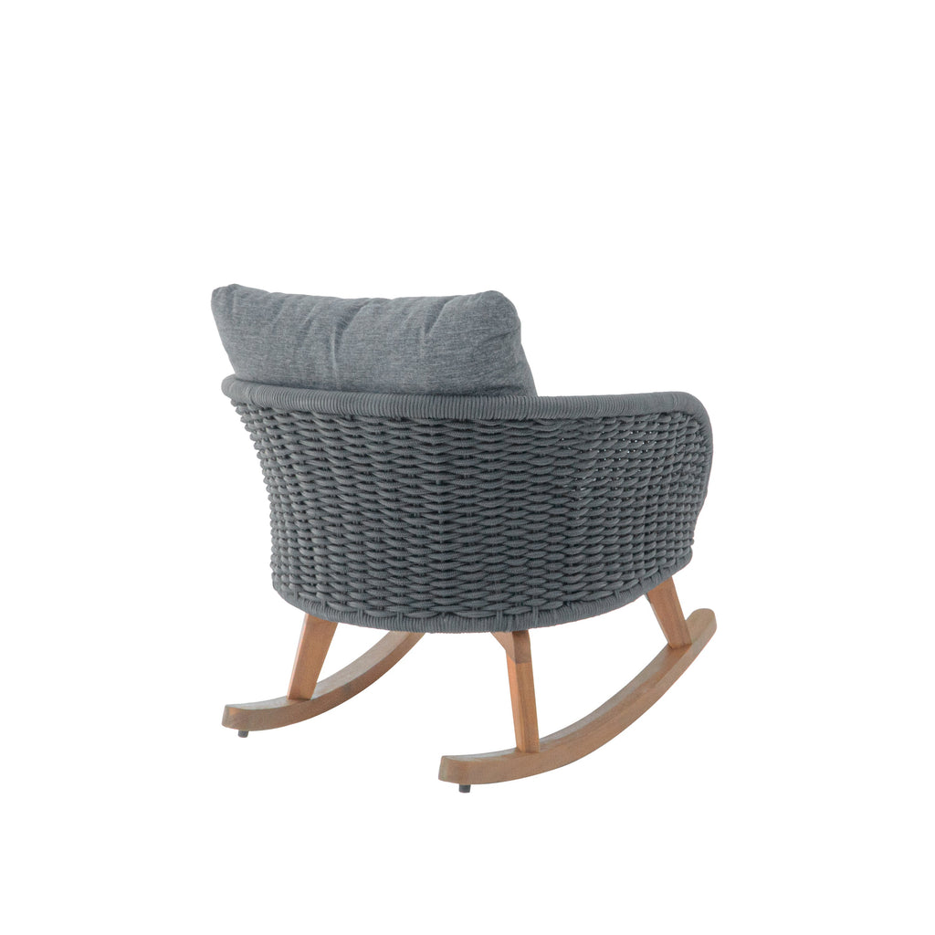 Contemporary Minimalist Wicker Rocking Chair with Cushions