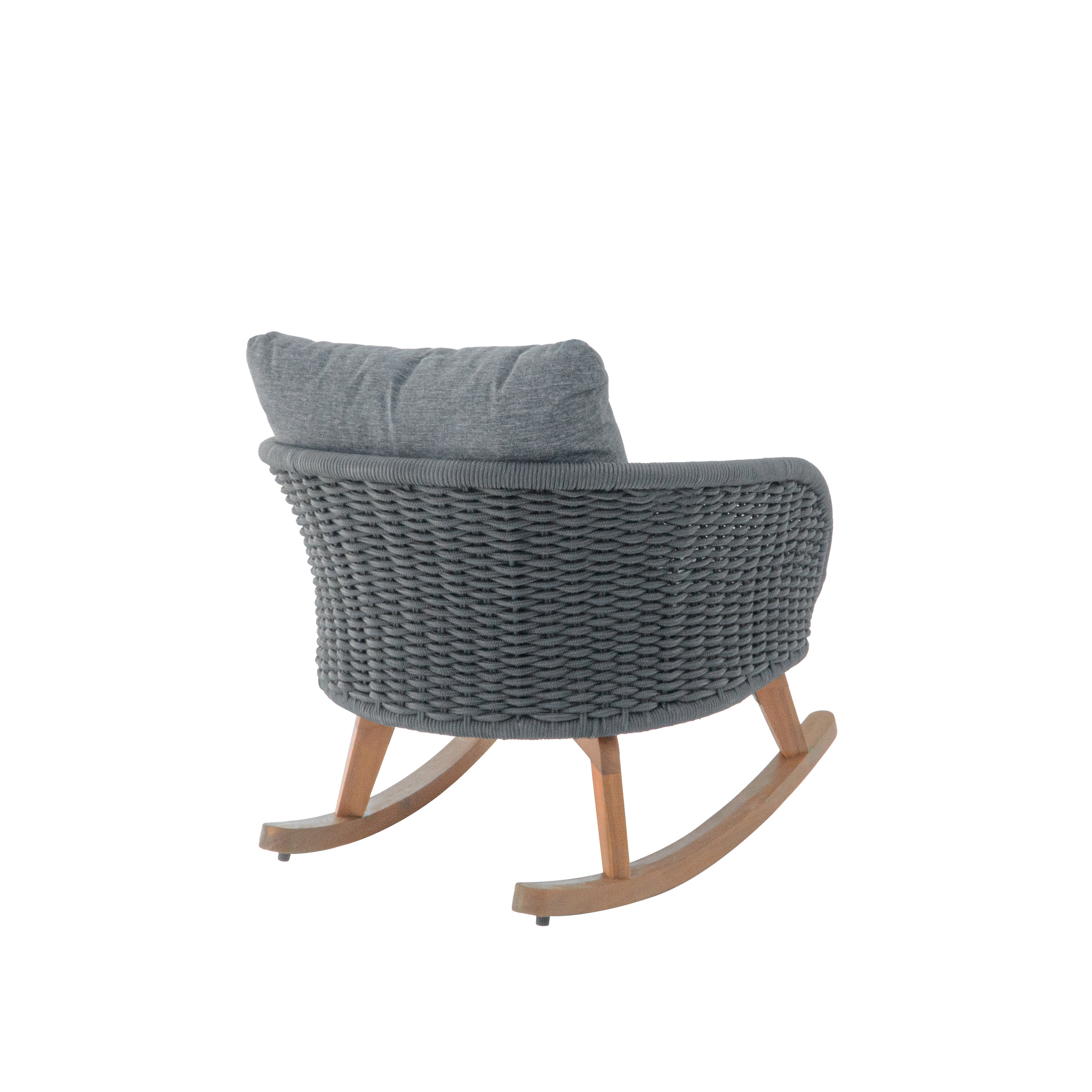 Contemporary Minimalist Wicker Rocking Chair with Cushions