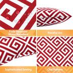 Red & White Geo Outdoor Square Pillows, Set of 2