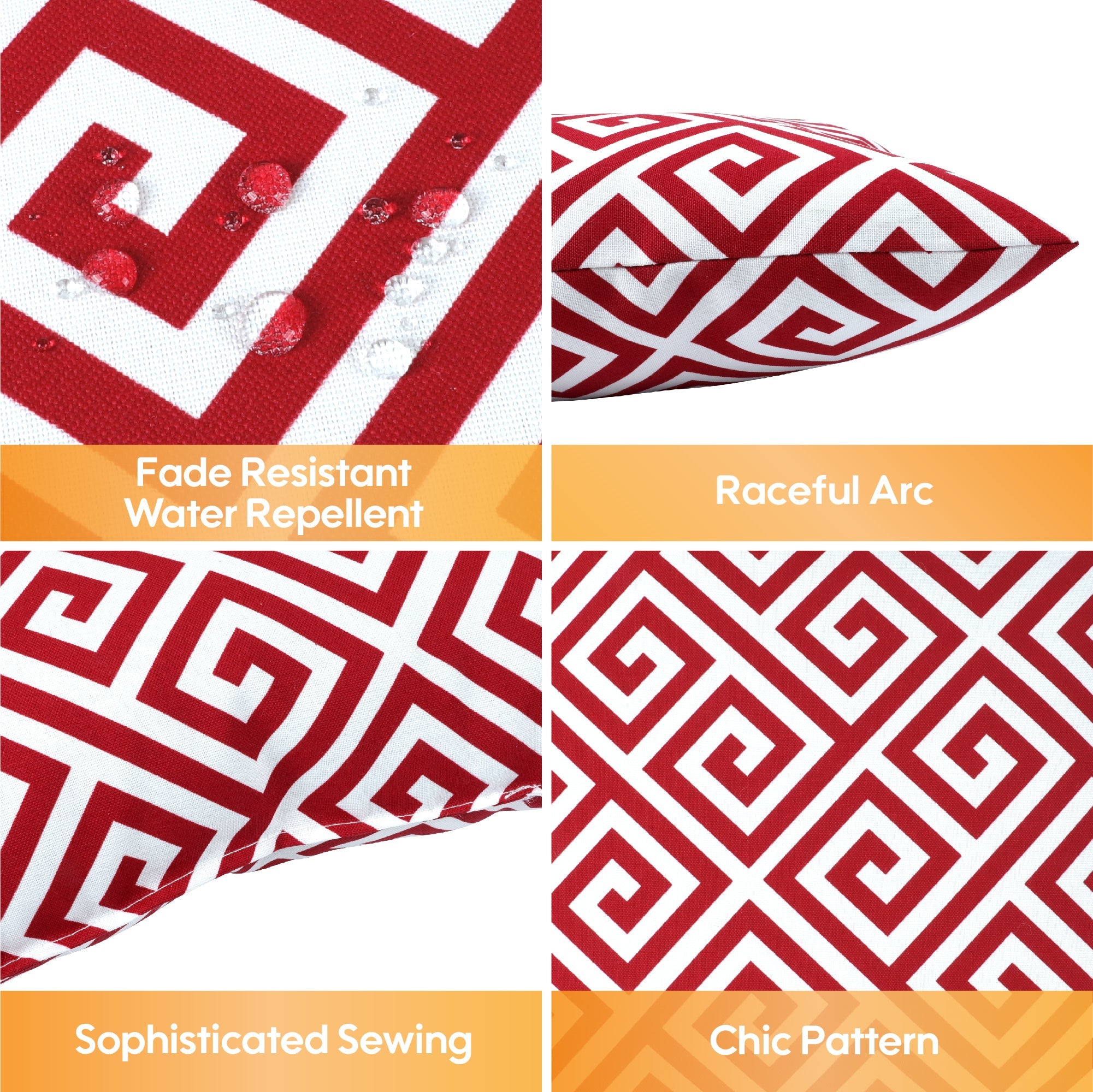 Red & White Geo Outdoor Square Pillows, Set of 2
