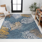 Calypso Coastal Casual Palm Frond Reversible Machine-Washable Indoor/Outdoor Runner Rug