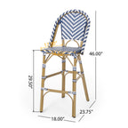 Clifftop 29.5" Outdoor Rattan Bar Stool with Aluminum Frame and Footrest, Set of 2