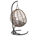 Folding Hanging Swinging Egg Chair with Stand & Tufted Cushion