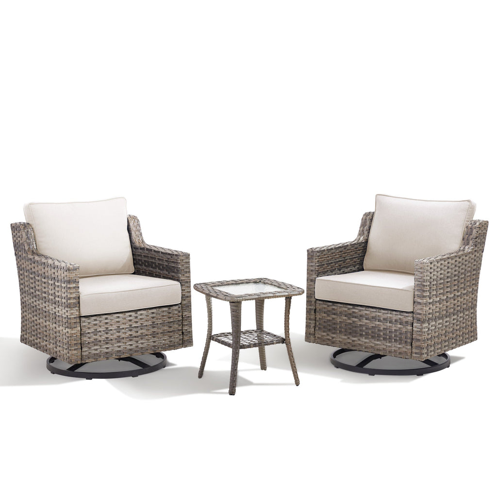 Tatum 3 Piece Outdoor Set with Swivel Rockers