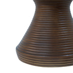 Outdoor Ribbed Concrete Side Table with Hourglass Design