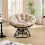 360° Swivel Indoor Outdoor Wicker Papasan Chair with Soft Thick Cushion