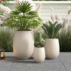 Egg Shaped Lightweight Outdoor Planter, Set of 3