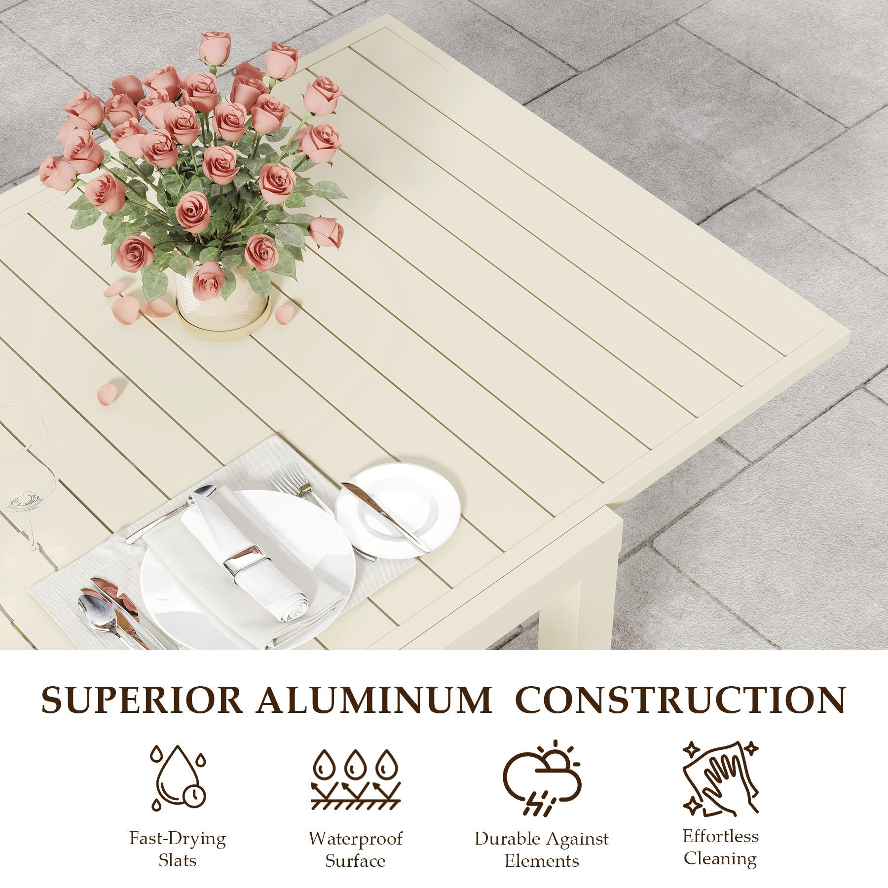 Extendable Aluminum Outdoor Dining Table - 97.2'L