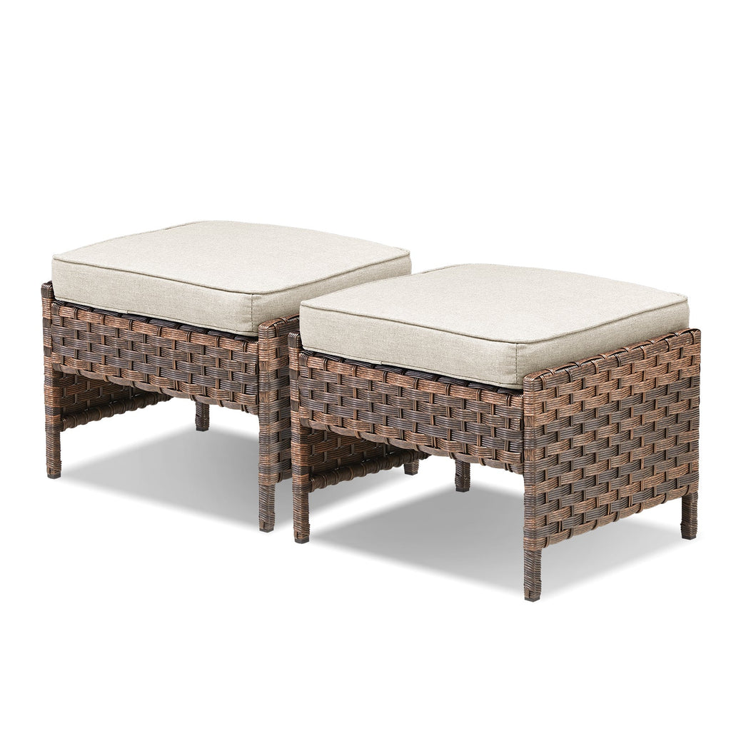 Marlowe Wicker Outdoor Ottomans, Set of 2