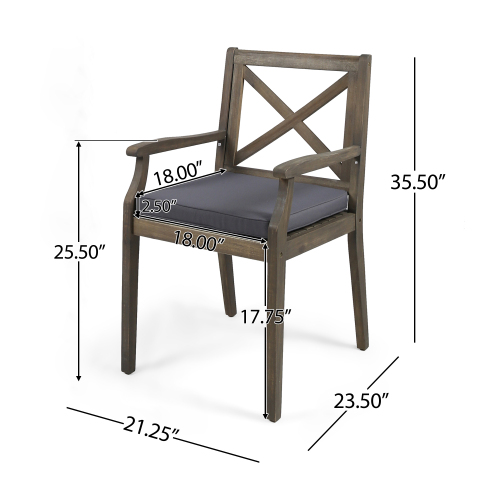 Perla Outdoor Dining Chairs with Cushions, Set of 2