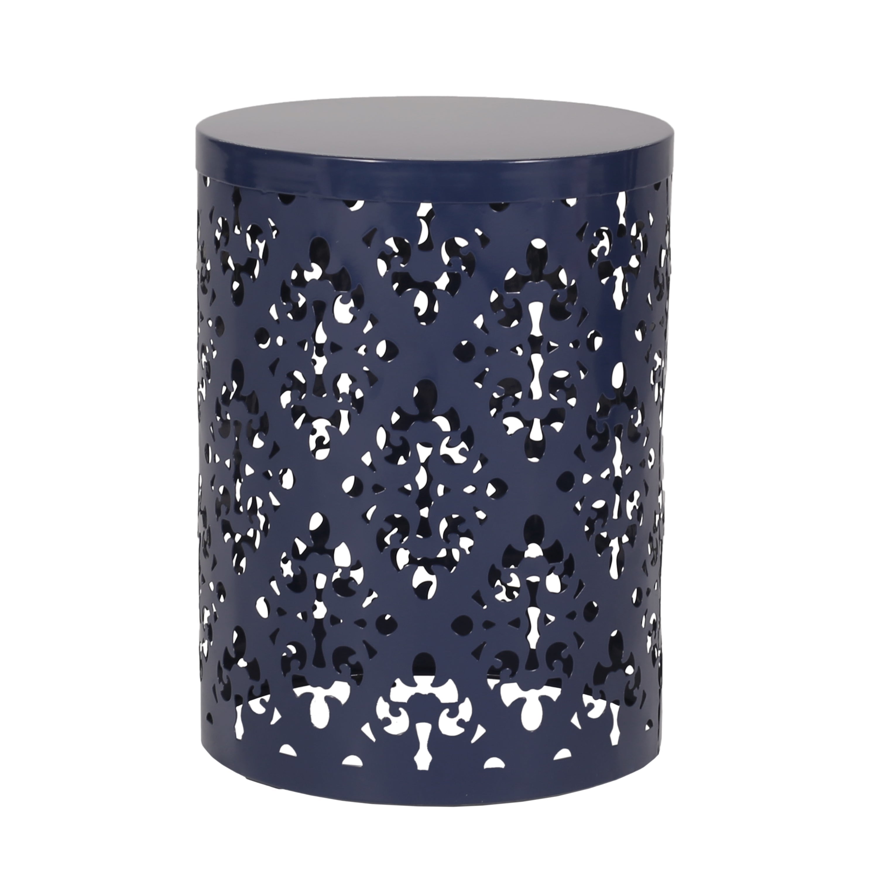 Refinery 2-Piece Outdoor End Table Set with Floral Patten and Iron Cut Design