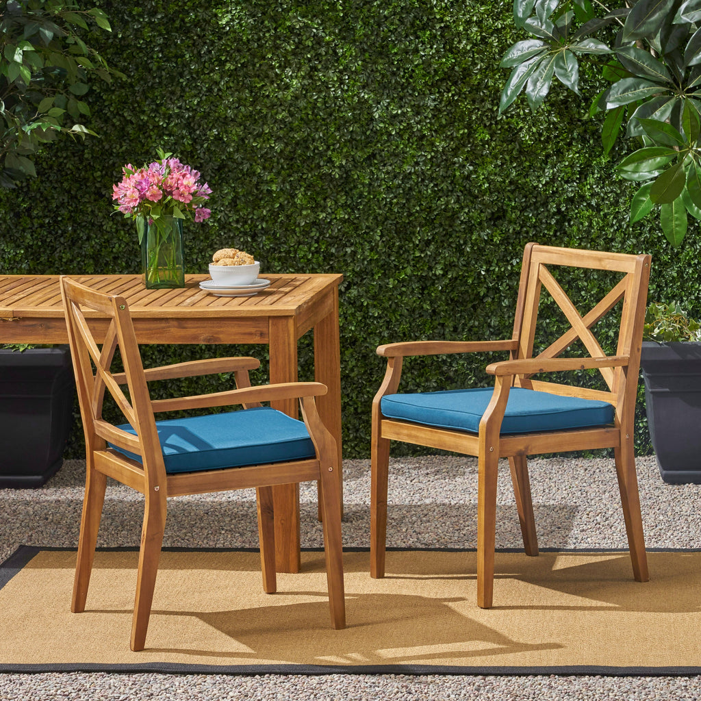 Perla Outdoor Dining Chairs with Cushions, Set of 2