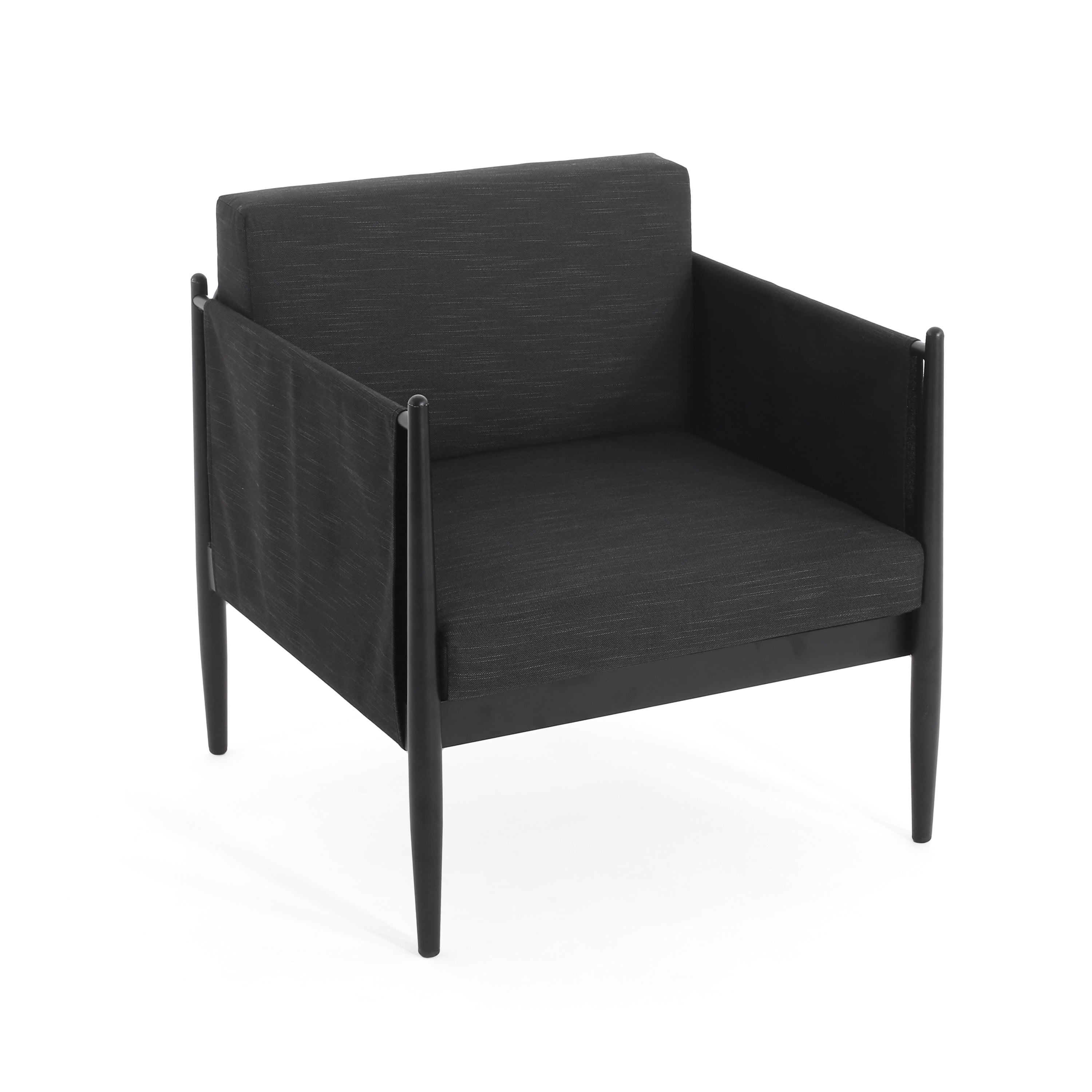 Outdoor Club Chair with Tapered Legs and Back Cushion