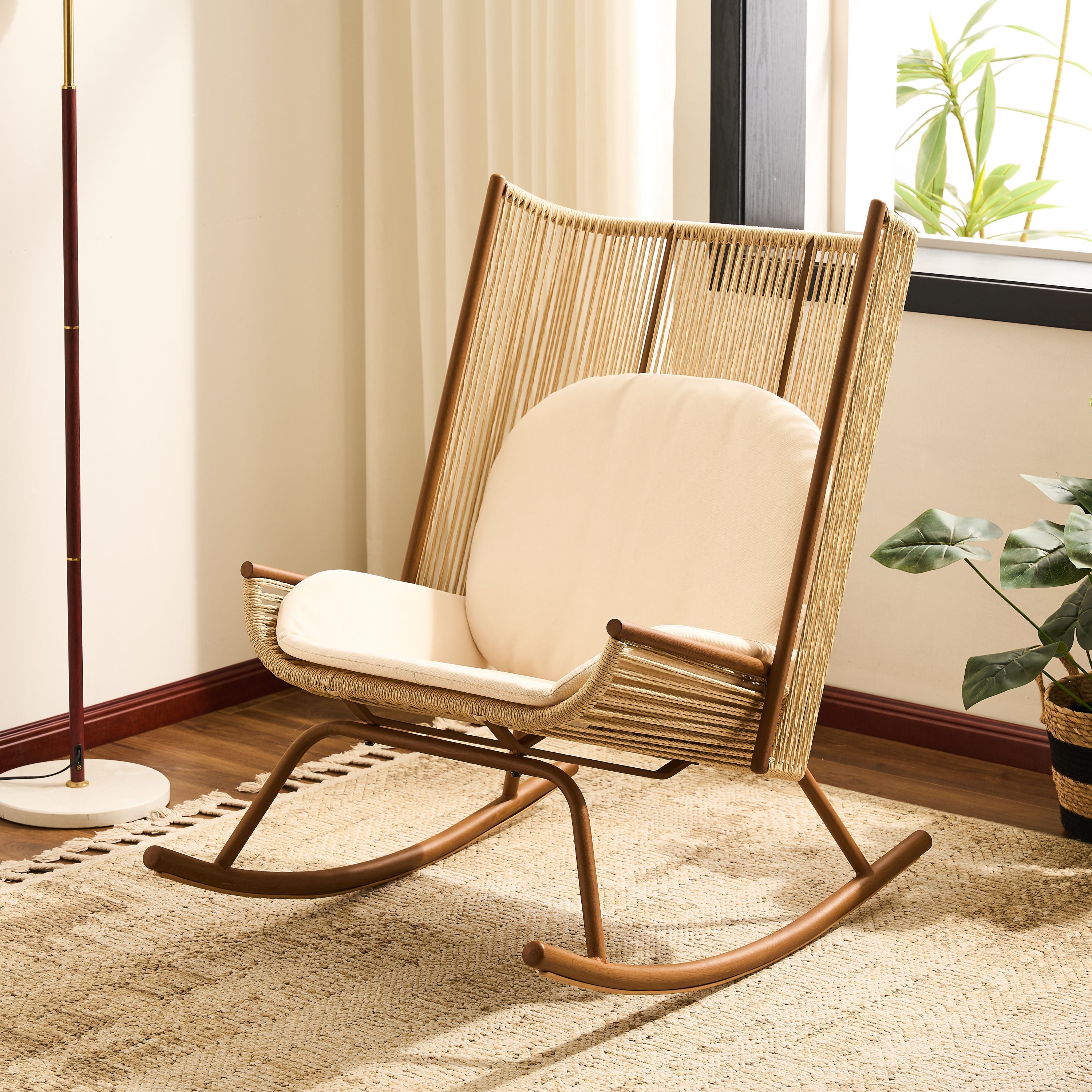 High Square Back Modern Outdoor Rocking Chair