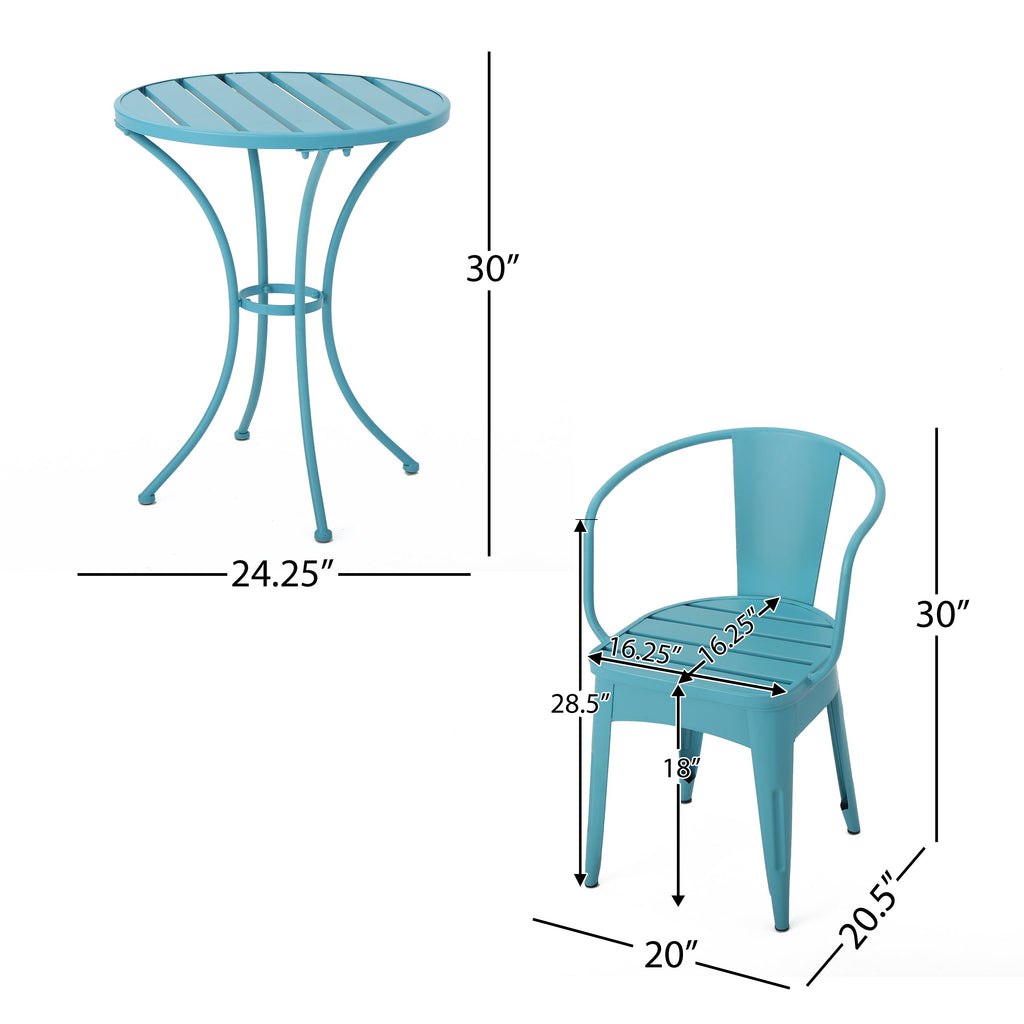 Colman 3-Piece Iron Bistro Set with Table and 2 Chairs