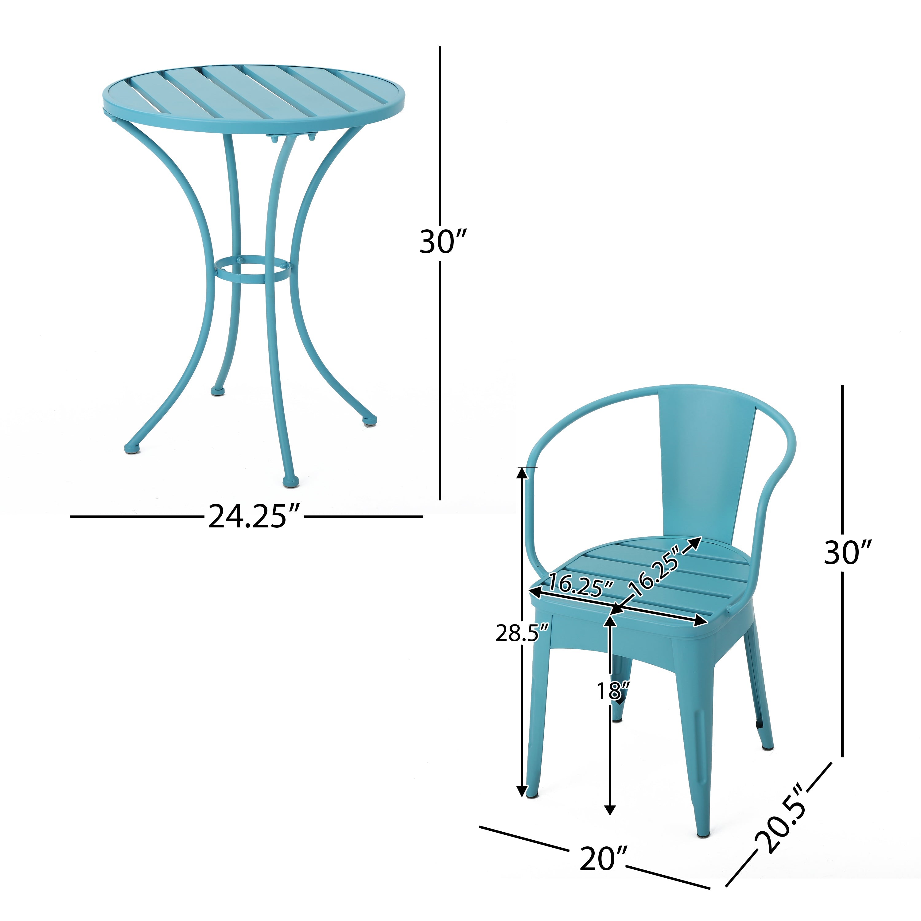 Colman 3-Piece Iron Bistro Set with Table and 2 Chairs
