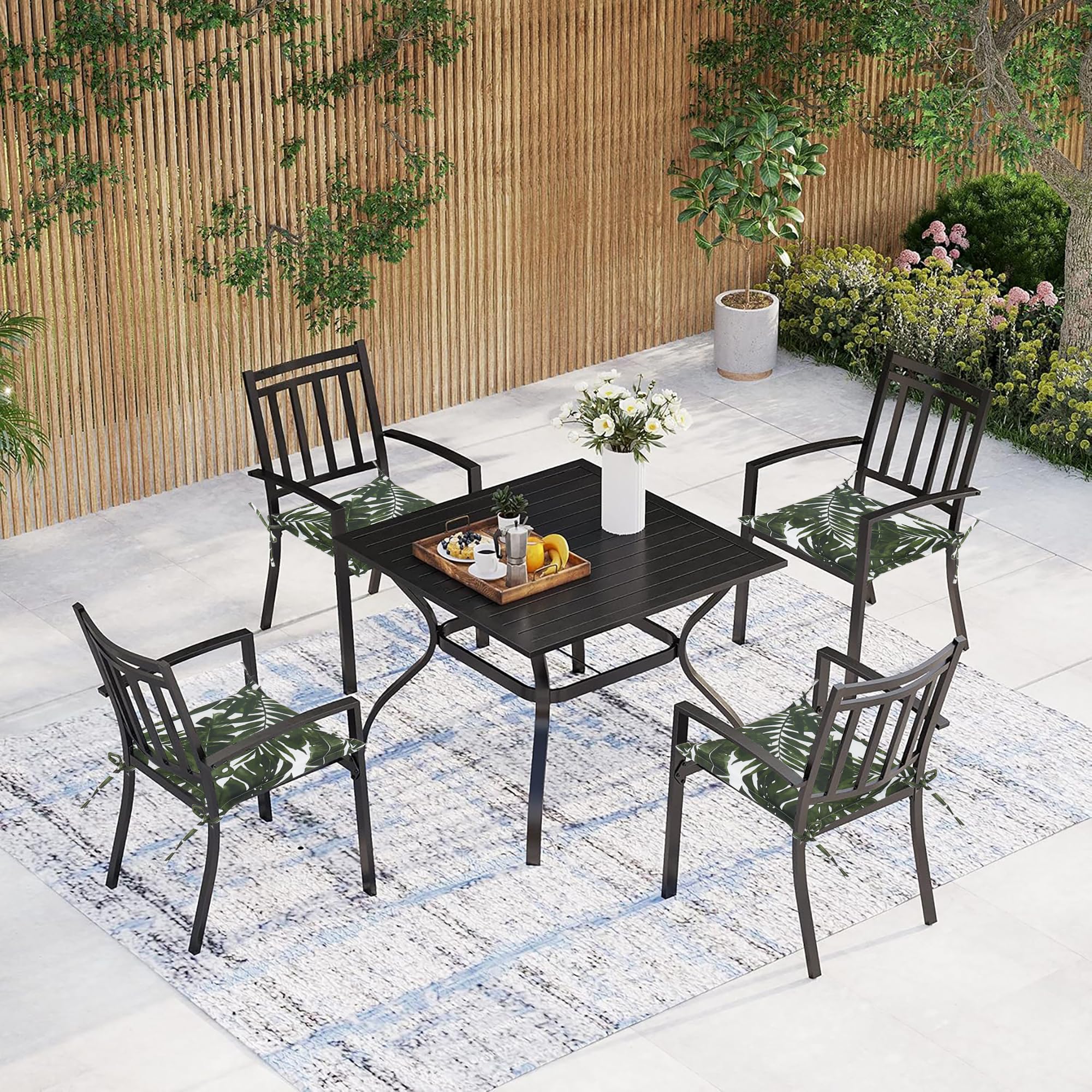 Conjure 4-Piece 15x15" Outdoor Fabric Seat Cushion with Ties