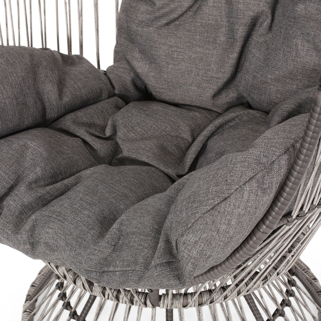 Lazulite Outdoor Egg Chair with Water-Resistant Cushion and Swivel Function