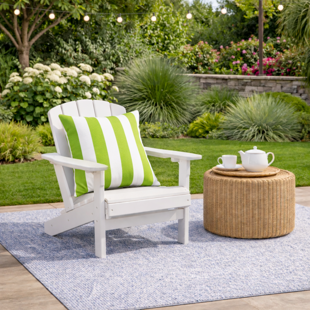 Lime & White Stripe Outdoor Square Pillows, Set of 2