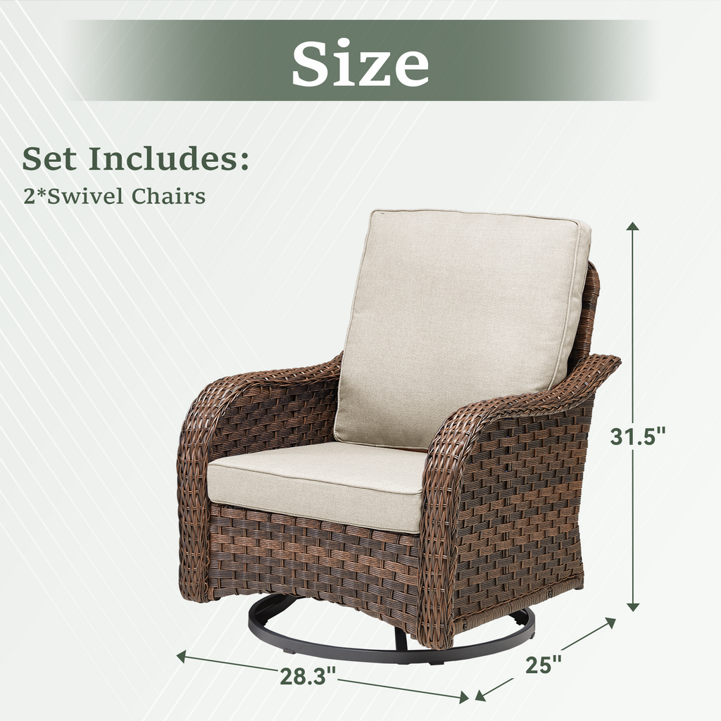 Marlowe Wicker Rocking Swivel Glider Chairs, Set of 2