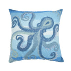 Outdoor Embroidered Octopus Polyester Filled Throw Pillow