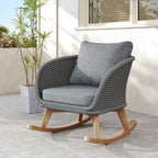Contemporary Minimalist Wicker Rocking Chair with Cushions