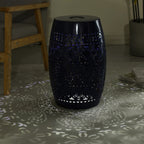 Sunhaven Punched Metal Solar Side Table with Built-in Solar Battery